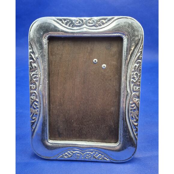Vtg Arte Giancarlo Honduras Pewter Picture Frame Botanical Theme Wood Back 8x6" - Picture 8 of 8